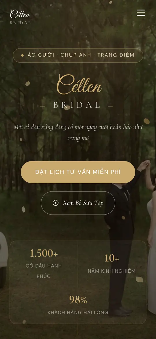 Website Céllen Bridal — ngành Studio cưới